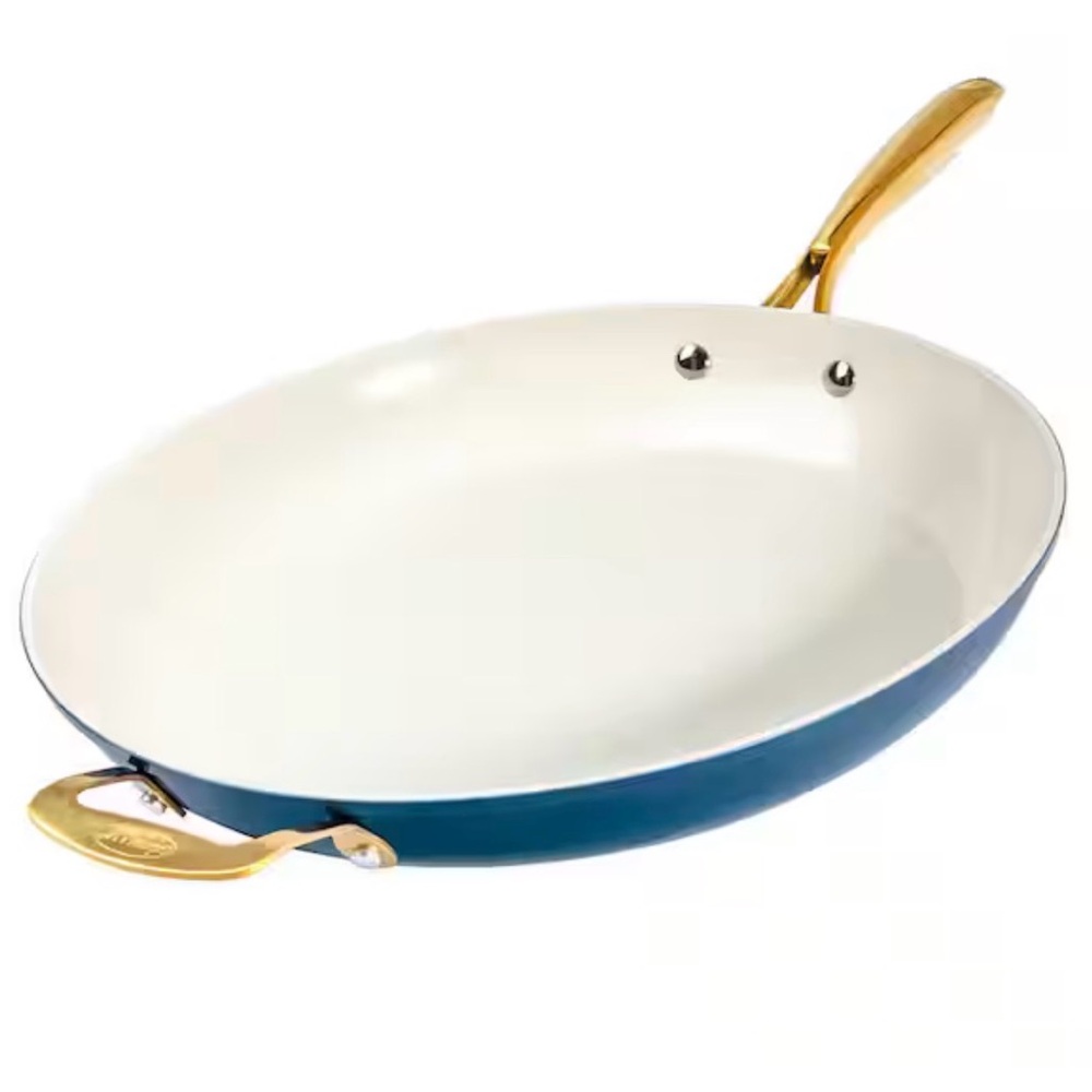 Gotham Steel 14” Alum. Ultra Performance Ceramic Nonstick Frying Pan Blue/ Gold